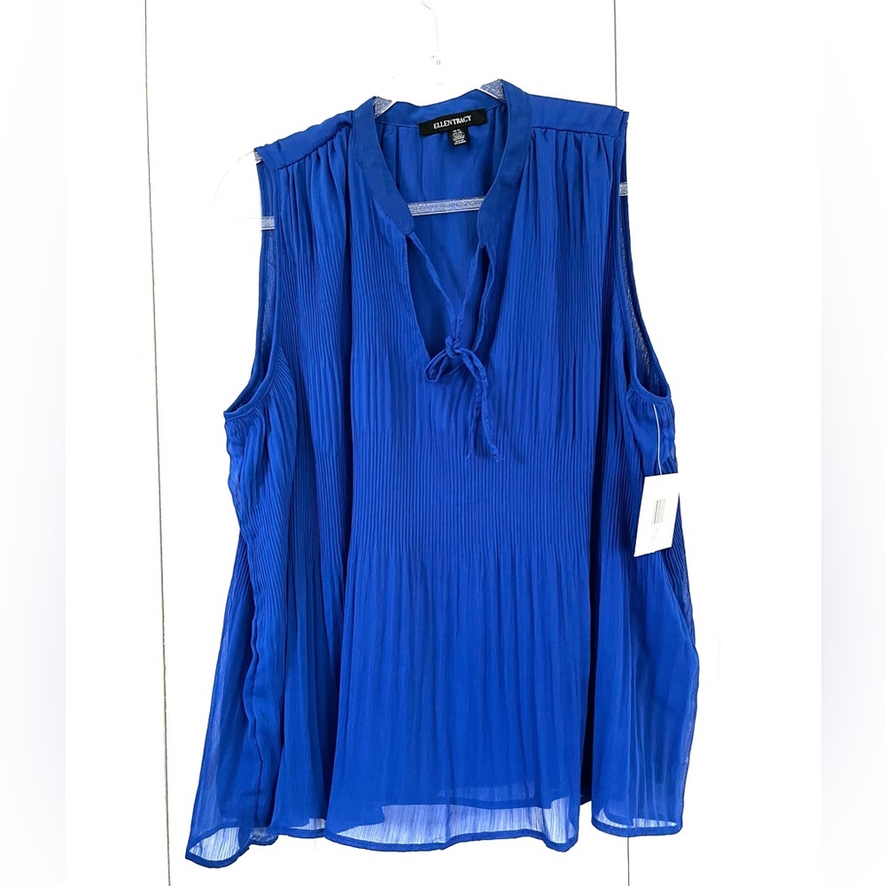 Ellen Tracy Cobalt Sleeveless Pleat & Release Top sz XL - Picture 4 of 13